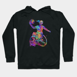 Wheelchair basketball girl watercolor Hoodie